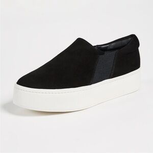 Vince Black Velvet Warren Platform Sneaker